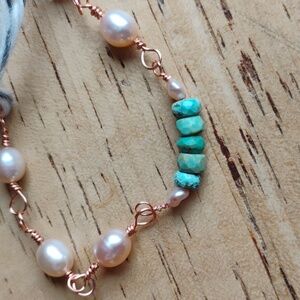 Elegant Pearl and  Kingman Turquoise Bracelet/anklet